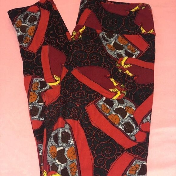 LuLaRoe OS One Size Valentine Chocolate Leggings - Picture 2 of 2